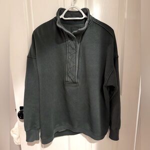 Aerie Forrest Green Quarter Button sweatshirt XS